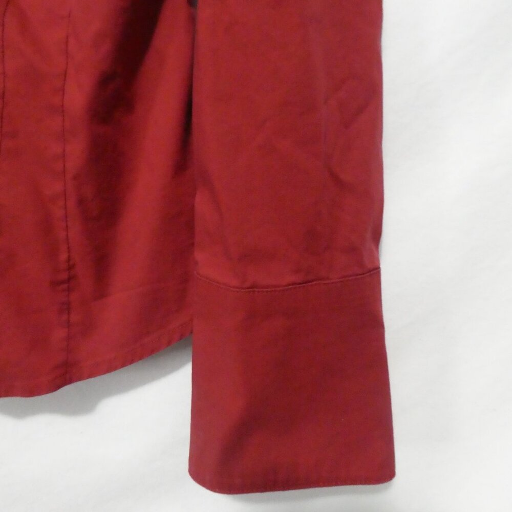 SMART SET | small | Elegant Red Long Sleeve Button-Up Shirt - Picture 9 of 16